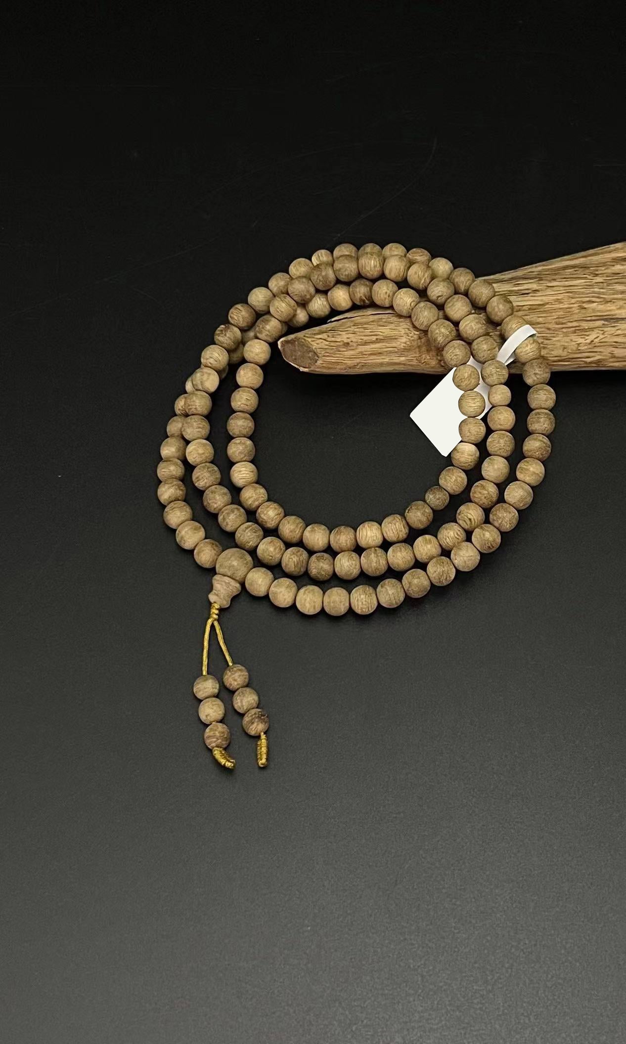 Zen Dear Unisex Natural Qinan Agarwood Prayer Beads Tibetan Buddhism Mala Bracelet Necklace Bead