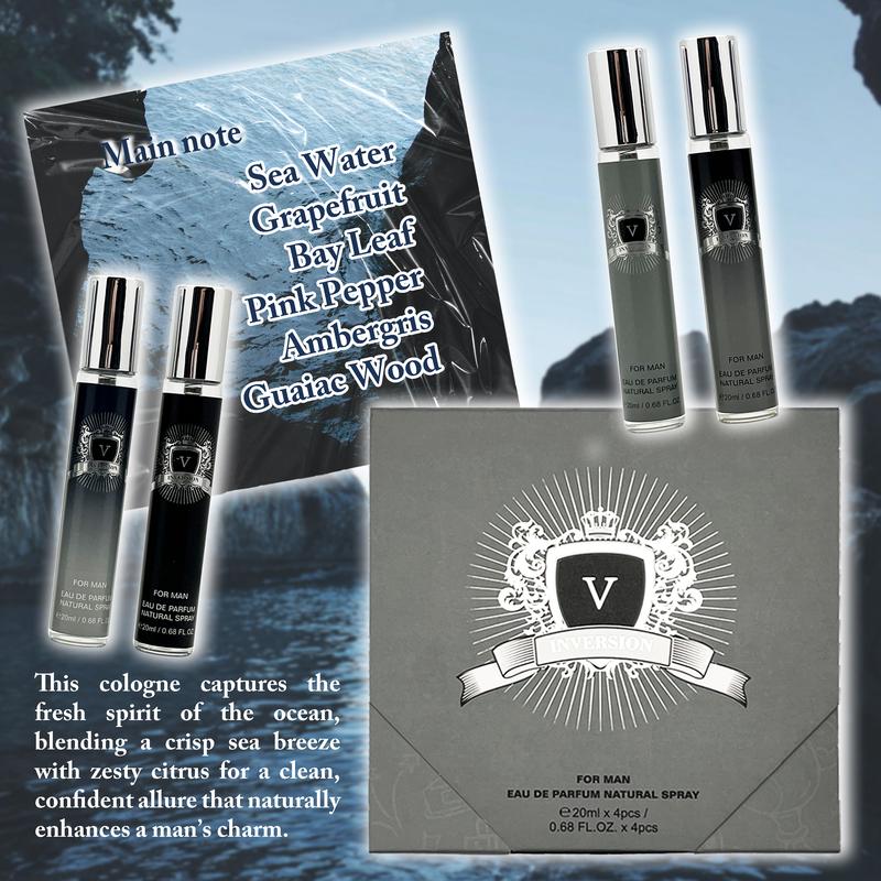 Men's Perfume, 4 Counts/set Aquatic Wooden Scented Perfume. Longlasting Portable Fragrance for Men,Birthday Gift, Father's Day,Valentine's Day,Perfumes for Men Cologne for Men