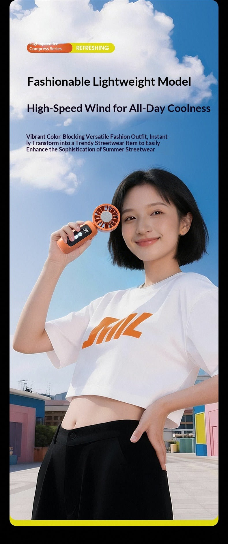 Instant Ice Cooling Handheld Fan, 199-Speed Adjustable, 3-Stage Cold Air, Foldable Neck & Desktop Fan, Ultra-Quiet for Summer Travel & Home Use