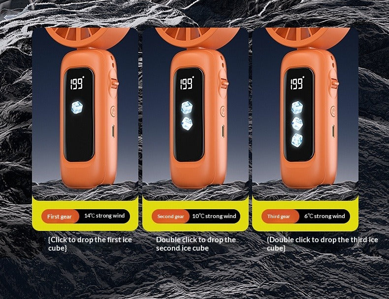 Instant Ice Cooling Handheld Fan, 199-Speed Adjustable, 3-Stage Cold Air, Foldable Neck & Desktop Fan, Ultra-Quiet for Summer Travel & Home Use