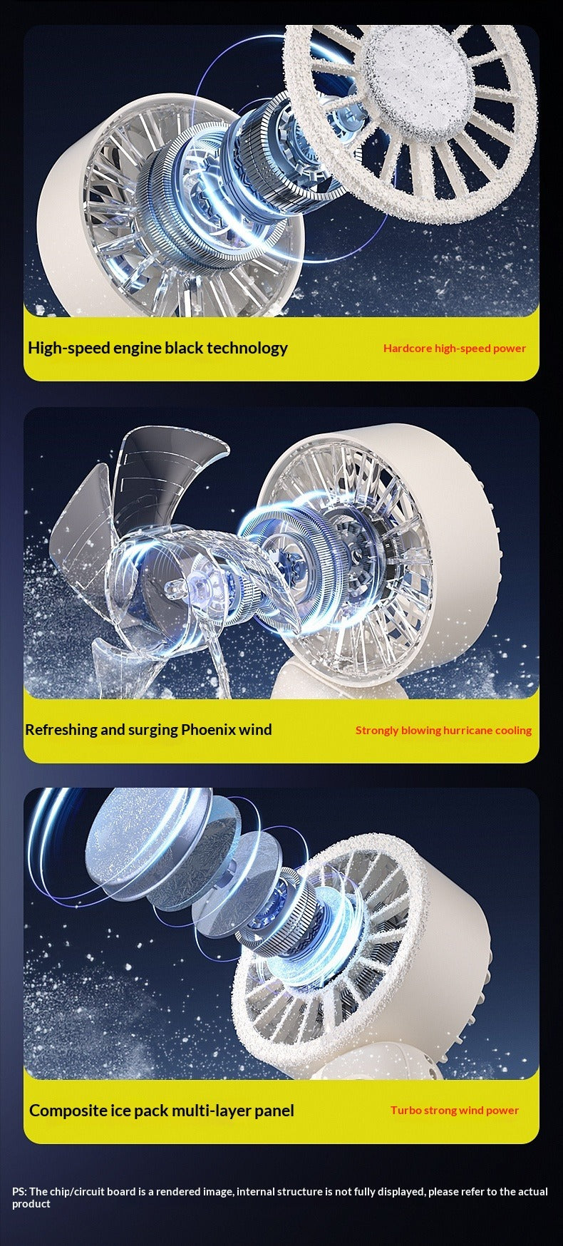 Instant Ice Cooling Handheld Fan, 199-Speed Adjustable, 3-Stage Cold Air, Foldable Neck & Desktop Fan, Ultra-Quiet for Summer Travel & Home Use