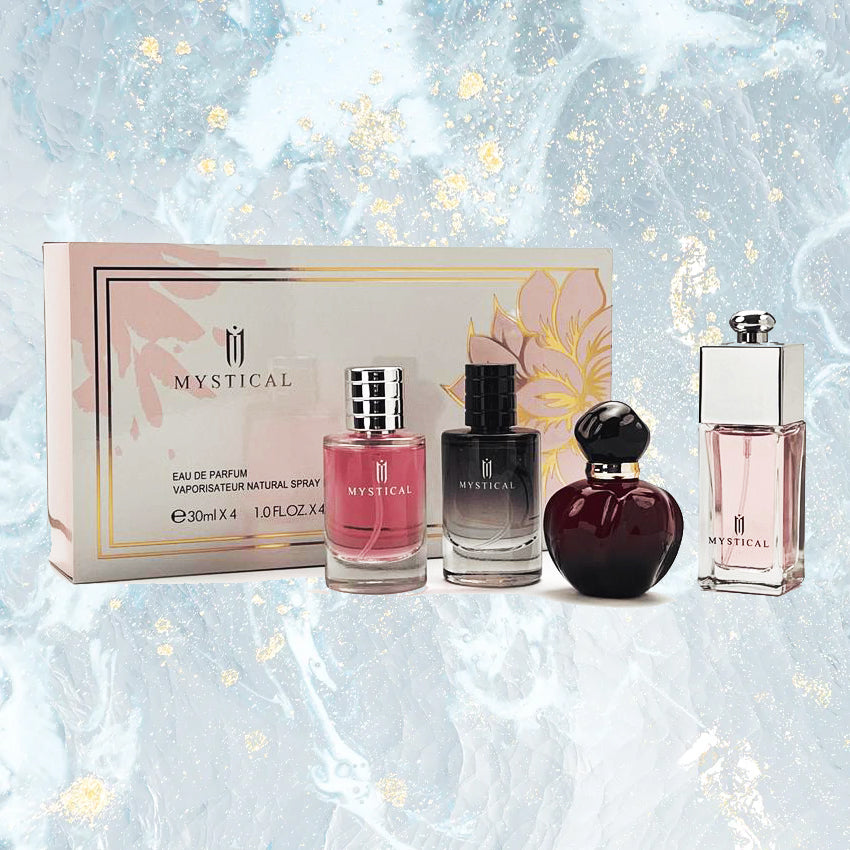 Women's Mini Perfume Valentine's Day gift Set, Floral Fruity fragrance spray,Light fragrance, Lasting fresh,Joy/Sauvage/Hypn0tic poison/Addict,30ml*4(1.0FL.OZ. Eau De Parfume Edp Tester