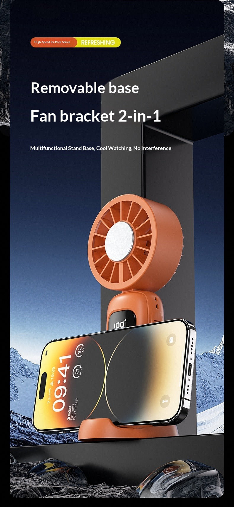 Instant Ice Cooling Handheld Fan, 199-Speed Adjustable, 3-Stage Cold Air, Foldable Neck & Desktop Fan, Ultra-Quiet for Summer Travel & Home Use