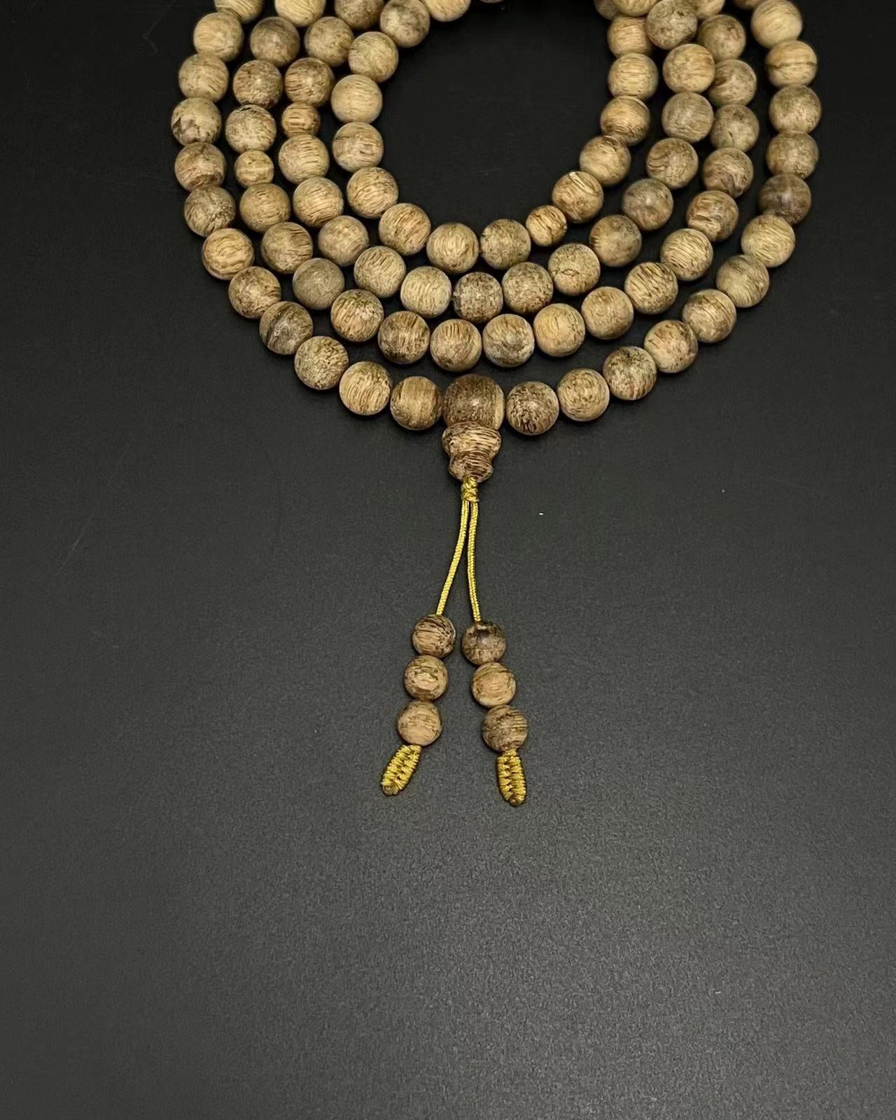 Zen Dear Unisex Natural Qinan Agarwood Prayer Beads Tibetan Buddhism Mala Bracelet Necklace Bead