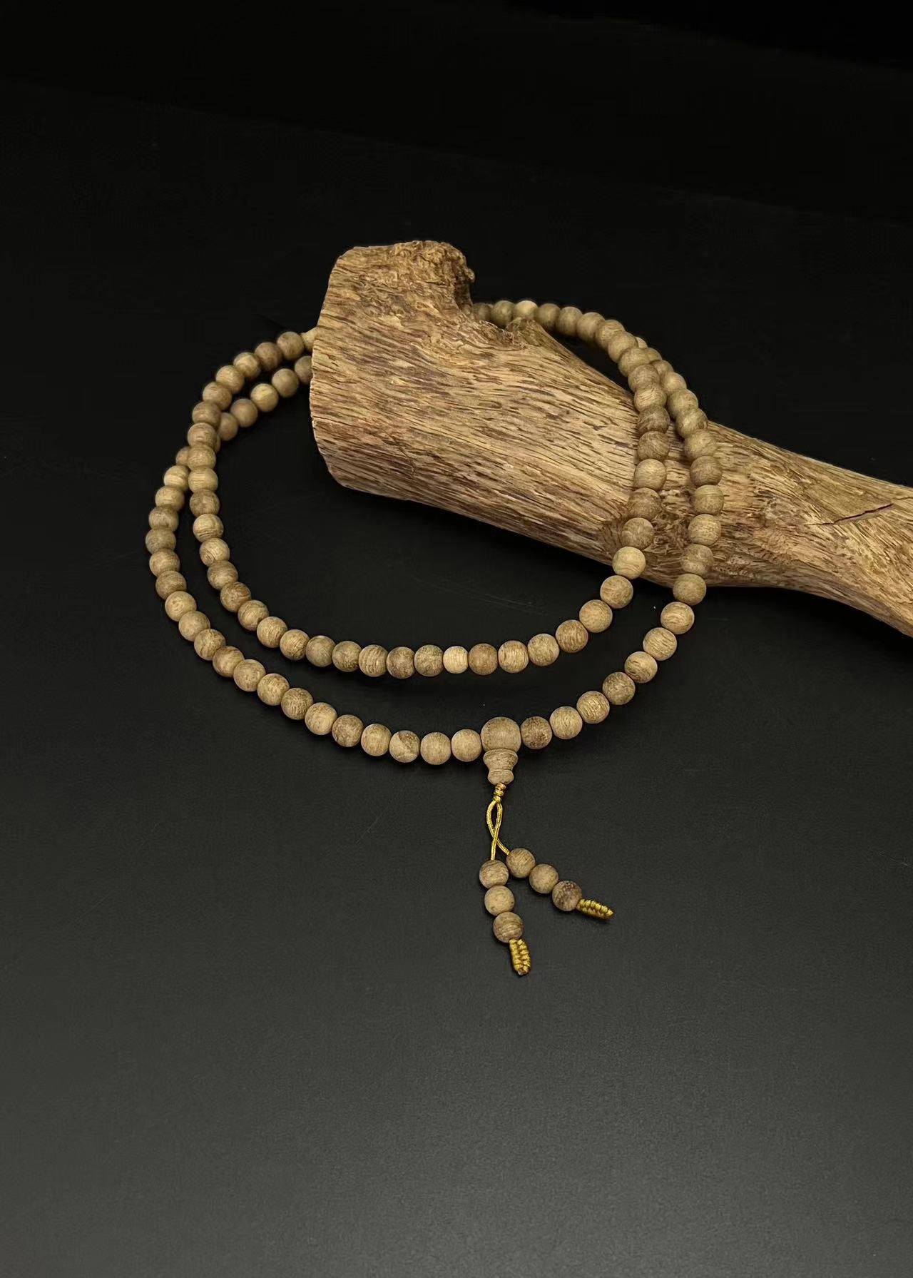 Zen Dear Unisex Natural Qinan Agarwood Prayer Beads Tibetan Buddhism Mala Bracelet Necklace Bead