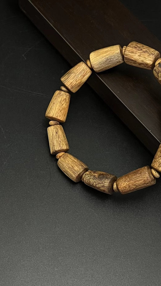 10 Beads QiNan Scarred Agarwood Bracelet - Symbol of Harmony, Lucky Charm for Daily Wear