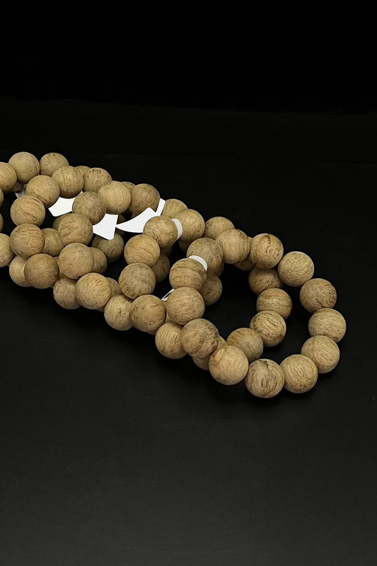 18mm Sandalwood Mala Beads Bracelet,  Handmade Natural Wooden Beads, Meditation & Yoga Jewelry, Gift for Men and Women
