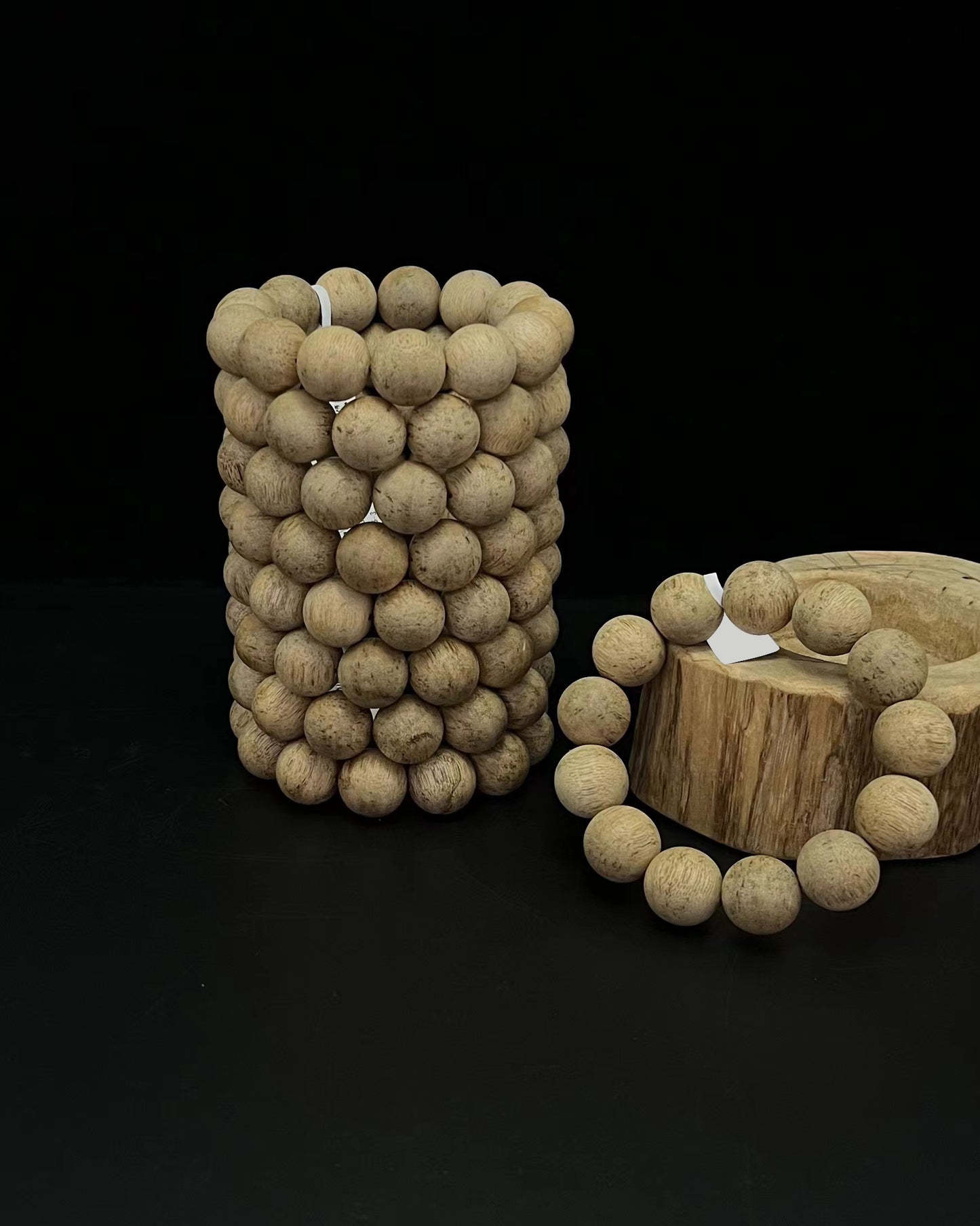 18mm Sandalwood Mala Beads Bracelet,  Handmade Natural Wooden Beads, Meditation & Yoga Jewelry, Gift for Men and Women