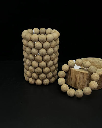 18mm Sandalwood Mala Beads Bracelet,  Handmade Natural Wooden Beads, Meditation & Yoga Jewelry, Gift for Men and Women