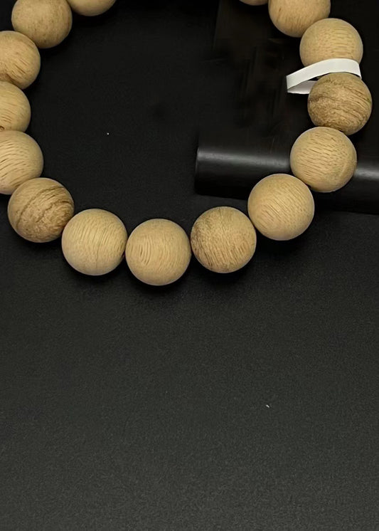 12mm Sandalwood Mala Beads Bracelet,  Handmade Natural Wooden Beads, Meditation & Yoga Jewelry, Gift for Men and Women