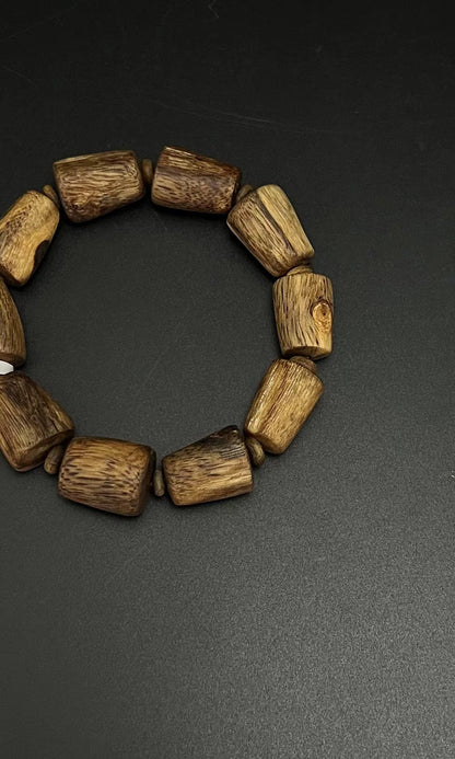 10 Beads QiNan Scarred Agarwood Bracelet - Symbol of Harmony, Lucky Charm for Daily Wear