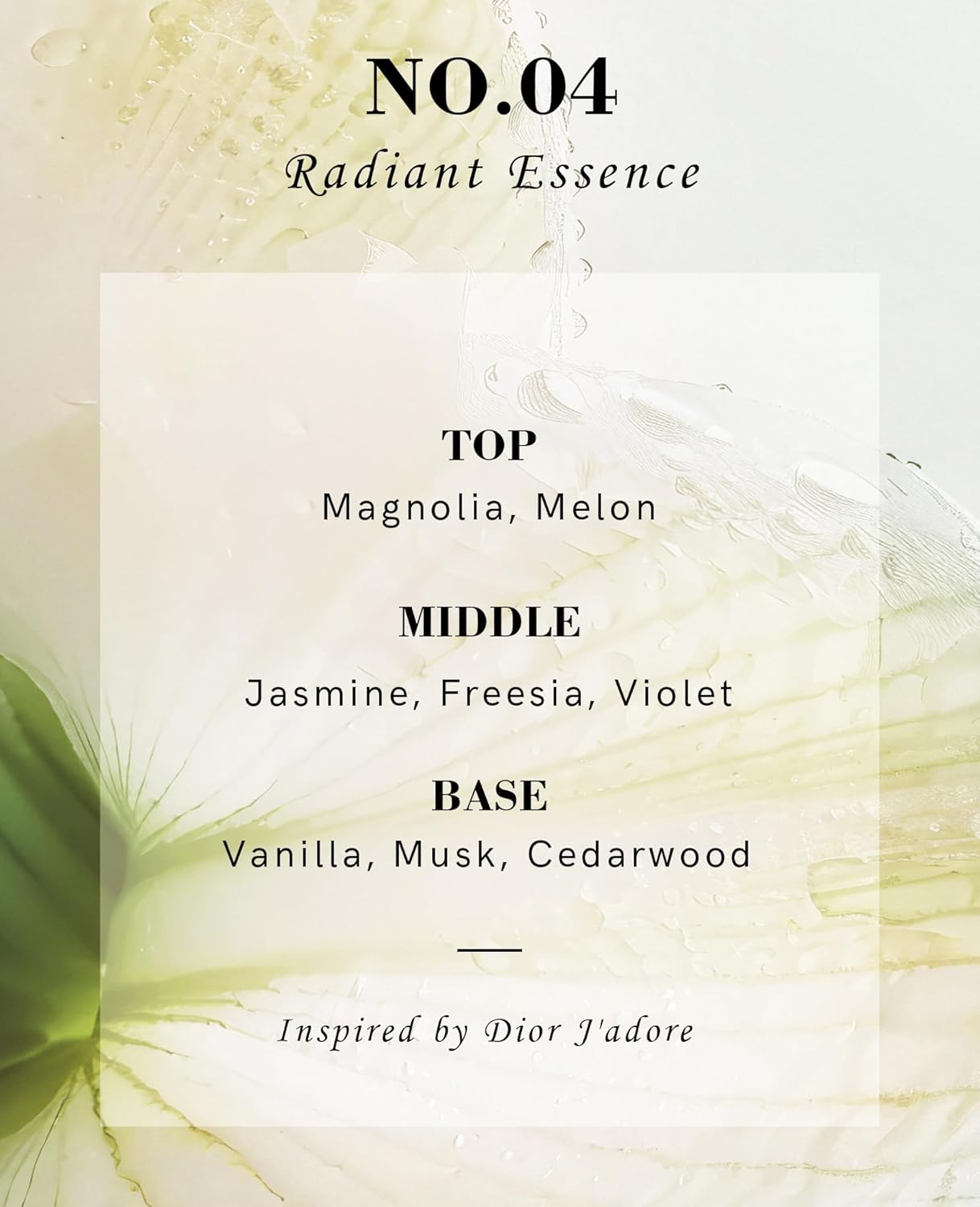 No. 04-Women's perfume, soft and long-lasting fragrance, floral and fruity perfume for women, Magnolia Jasmine Vanilla, Feminine - 0.34 fl oz Travel Size