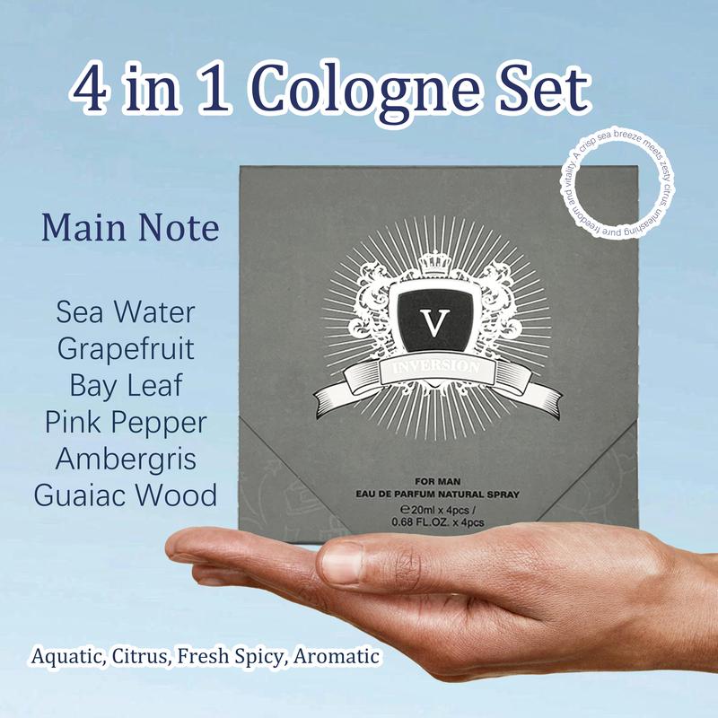 Men's Perfume, 4 Counts/set Aquatic Wooden Scented Perfume. Longlasting Portable Fragrance for Men,Birthday Gift, Father's Day,Valentine's Day,Perfumes for Men Cologne for Men