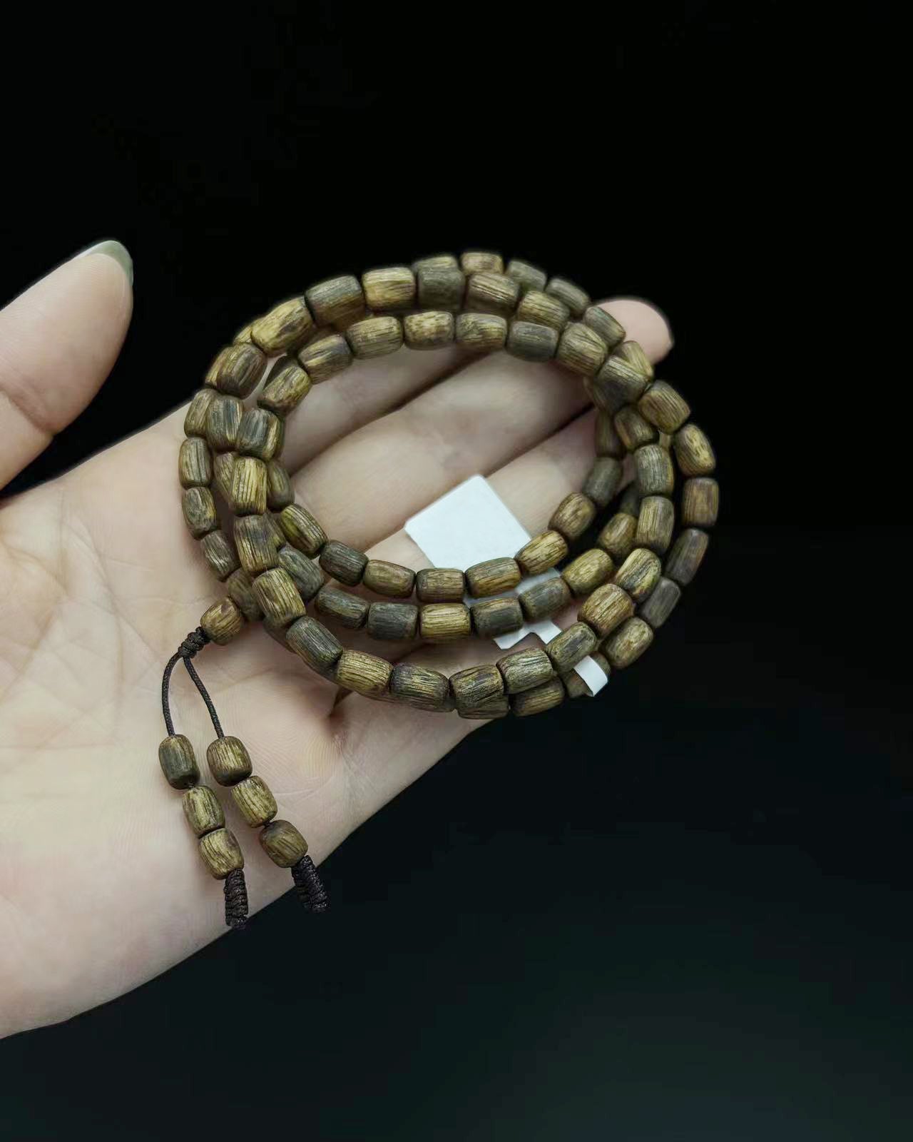 Zen Dear Unisex Natural Qinan Agarwood Barrel Beads Tibetan Buddhism Mala Bracelet Necklace Bead