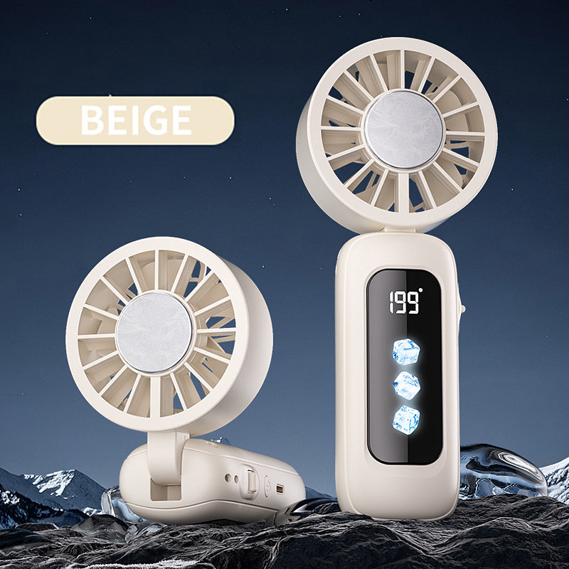 Instant Ice Cooling Handheld Fan, 199-Speed Adjustable, 3-Stage Cold Air, Foldable Neck & Desktop Fan, Ultra-Quiet for Summer Travel & Home Use