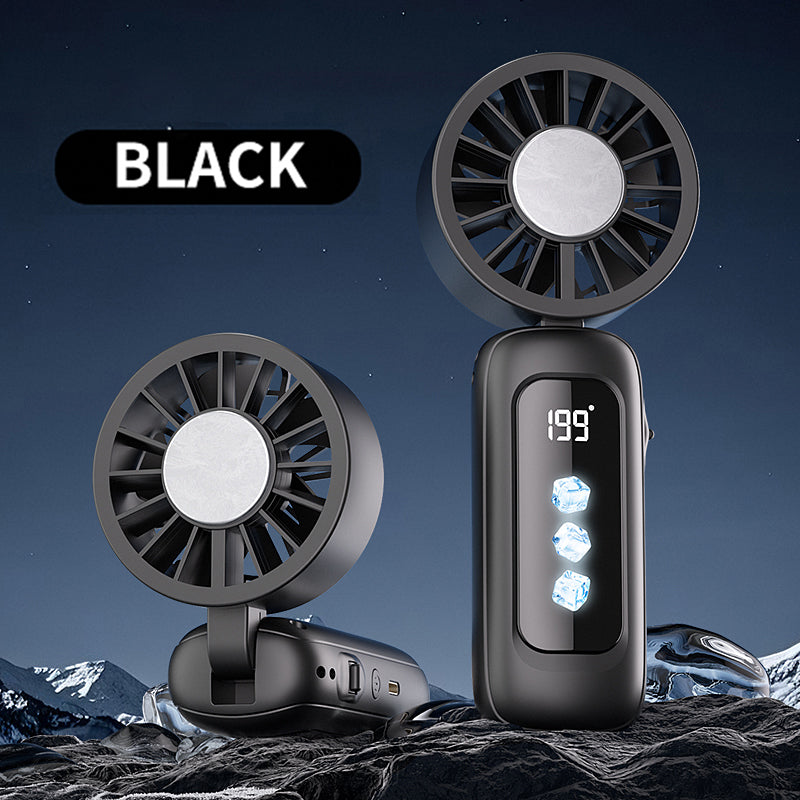 Instant Ice Cooling Handheld Fan, 199-Speed Adjustable, 3-Stage Cold Air, Foldable Neck & Desktop Fan, Ultra-Quiet for Summer Travel & Home Use