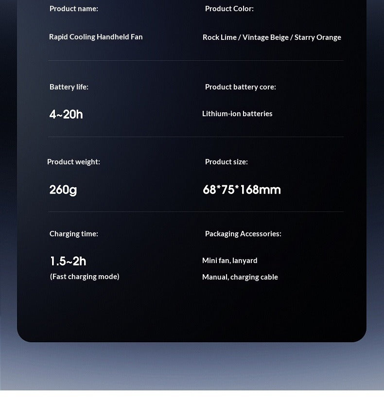 Ice Compress Handheld Fan, 100-Speed Adjustable, 360° Wide-Area Wind, Rechargeable Mini Fan with Phone Holder, Airplane-Allowed for Summer Travel & Home Use