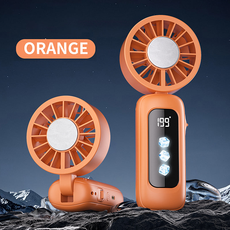 Instant Ice Cooling Handheld Fan, 199-Speed Adjustable, 3-Stage Cold Air, Foldable Neck & Desktop Fan, Ultra-Quiet for Summer Travel & Home Use