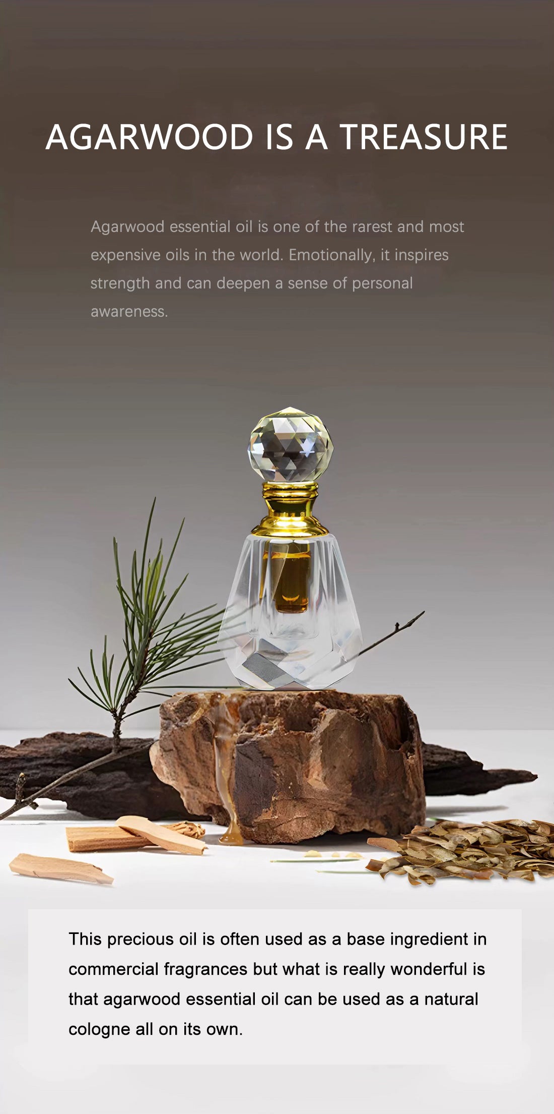 Baisonet 1ml agarwood essential oil, natural log agarwood essential oil aromatherapy