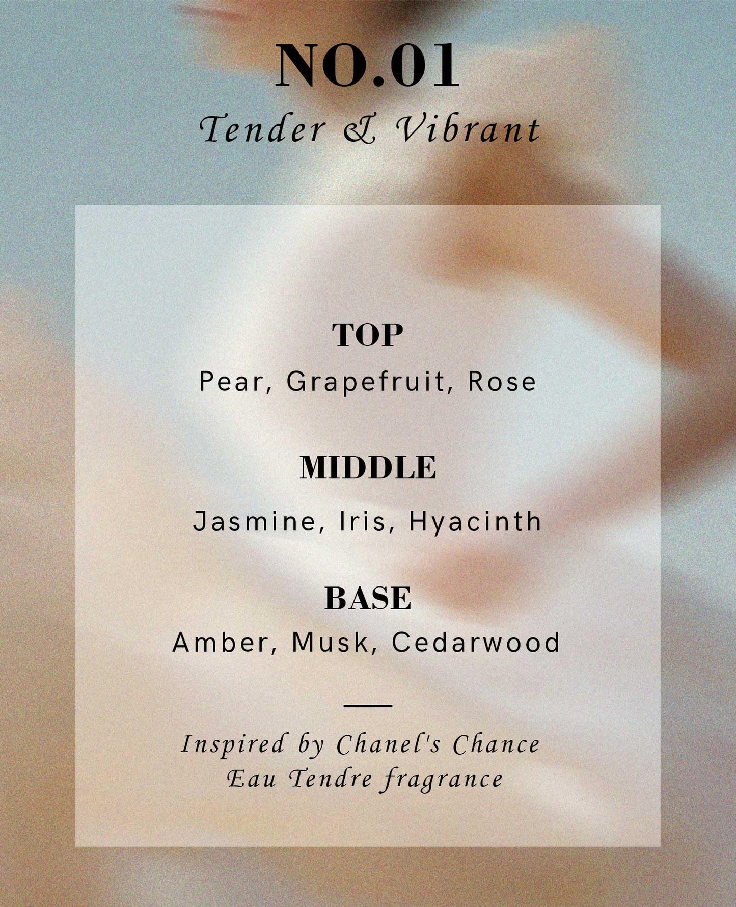 No. 01-Women's perfume (Grade: P), soft and long-lasting fragrance, floral and fruity perfume for women, jasmine, pear, amber cedarwood - 0.34 fl oz travel size